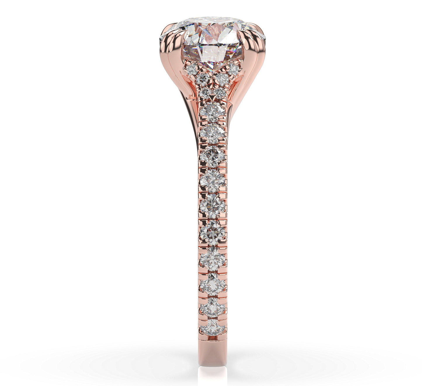 Round Brilliant Rose Gold Claw Set Hidden Halo Style Engagement Ring