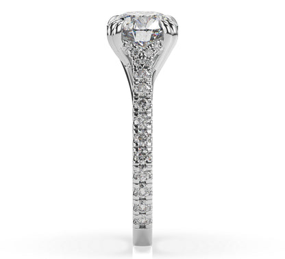 Round Brilliant White Gold Claw Set Hidden Halo Style Engagement Ring