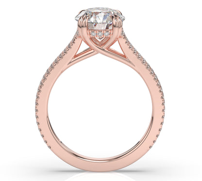 Round Brilliant Rose Gold Double Pave Hidden Halo Style Engagement Ring