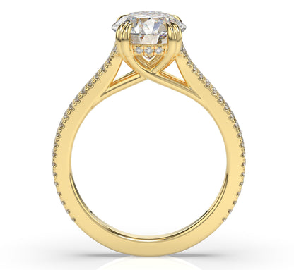 Round Brilliant Yellow Gold Double Pave Hidden Halo Style Engagement Ring