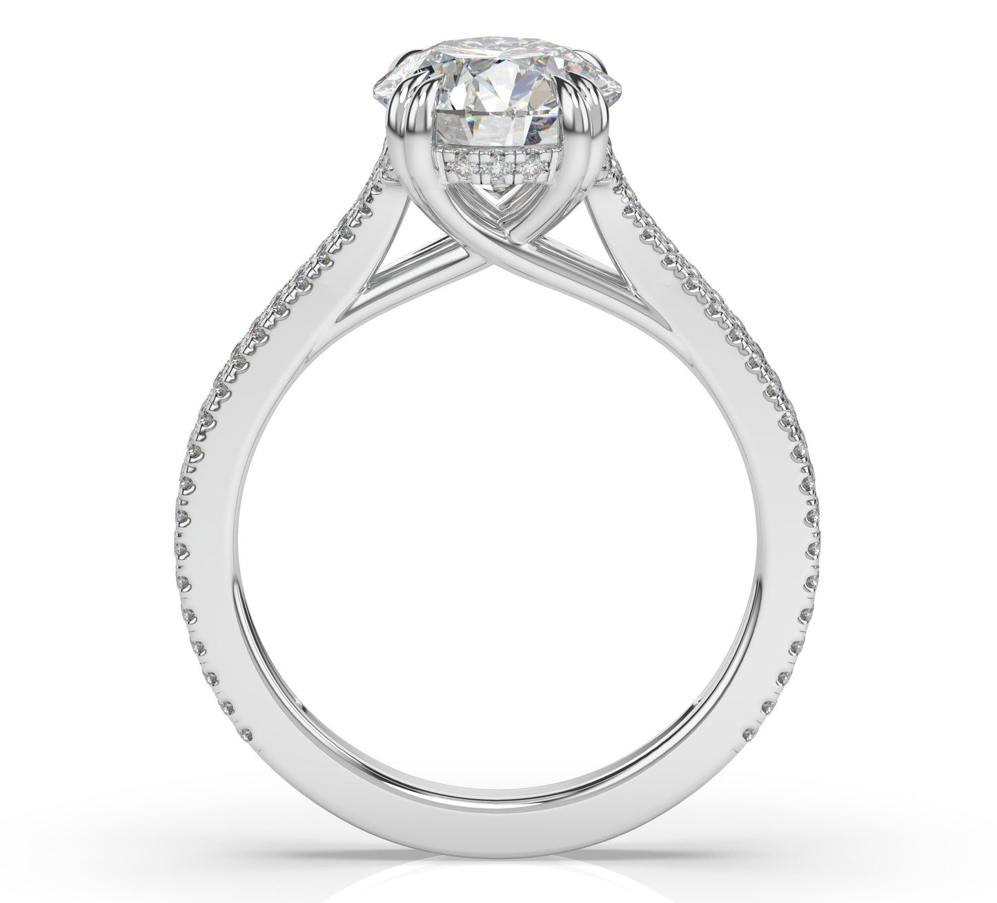 Round Brilliant White Gold Double Pave Hidden Halo Style Engagement Ring