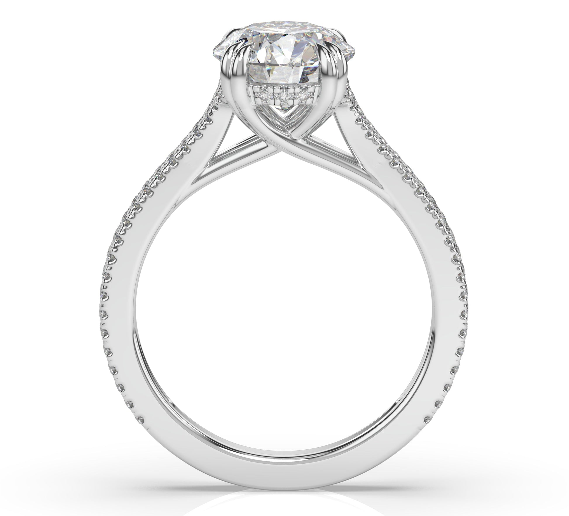 Round Brilliant White Gold Double Pave Hidden Halo Style Engagement Ring