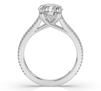 Round Brilliant White Gold Double Pave Hidden Halo Style Engagement Ring