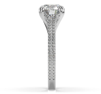 Round Brilliant White Gold Double Pave Hidden Halo Style Engagement Ring