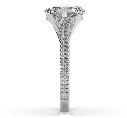 Oval White Gold Double Pave Hidden Halo Style Engagement Ring 