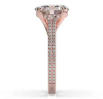 Oval Rose Gold Double Pave Hidden Halo Style Engagement Ring 