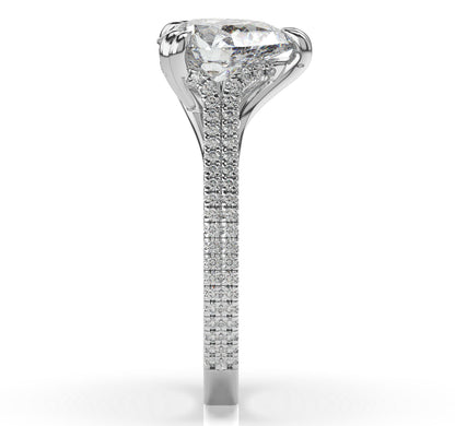 Pear White Gold Double Pave Hidden Halo Style Engagement Ring 