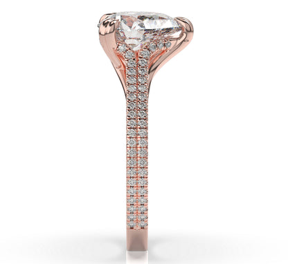 Pear Rose Gold Double Pave Hidden Halo Style Engagement Ring 