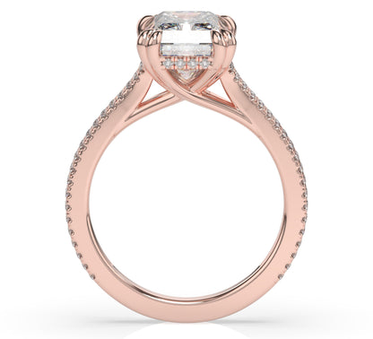 Radiant Rose Gold Double Pave Hidden Halo Style Engagement Ring