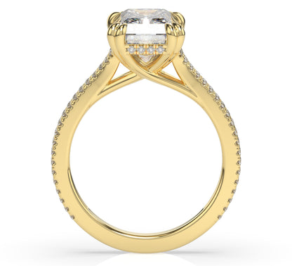 Radiant Yellow Gold Double Pave Hidden Halo Style Engagement Ring