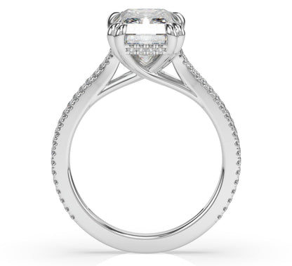 Radiant White Gold Double Pave Hidden Halo Style Engagement Ring