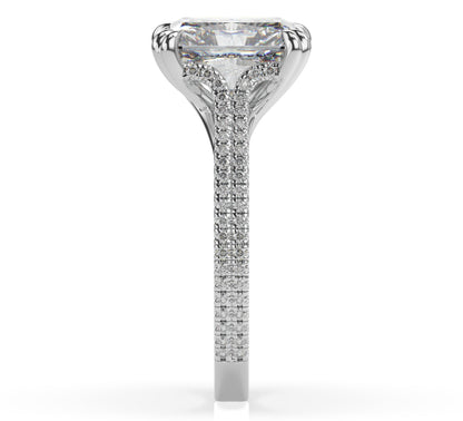Radiant White Gold Double Pave Hidden Halo Style Engagement Ring