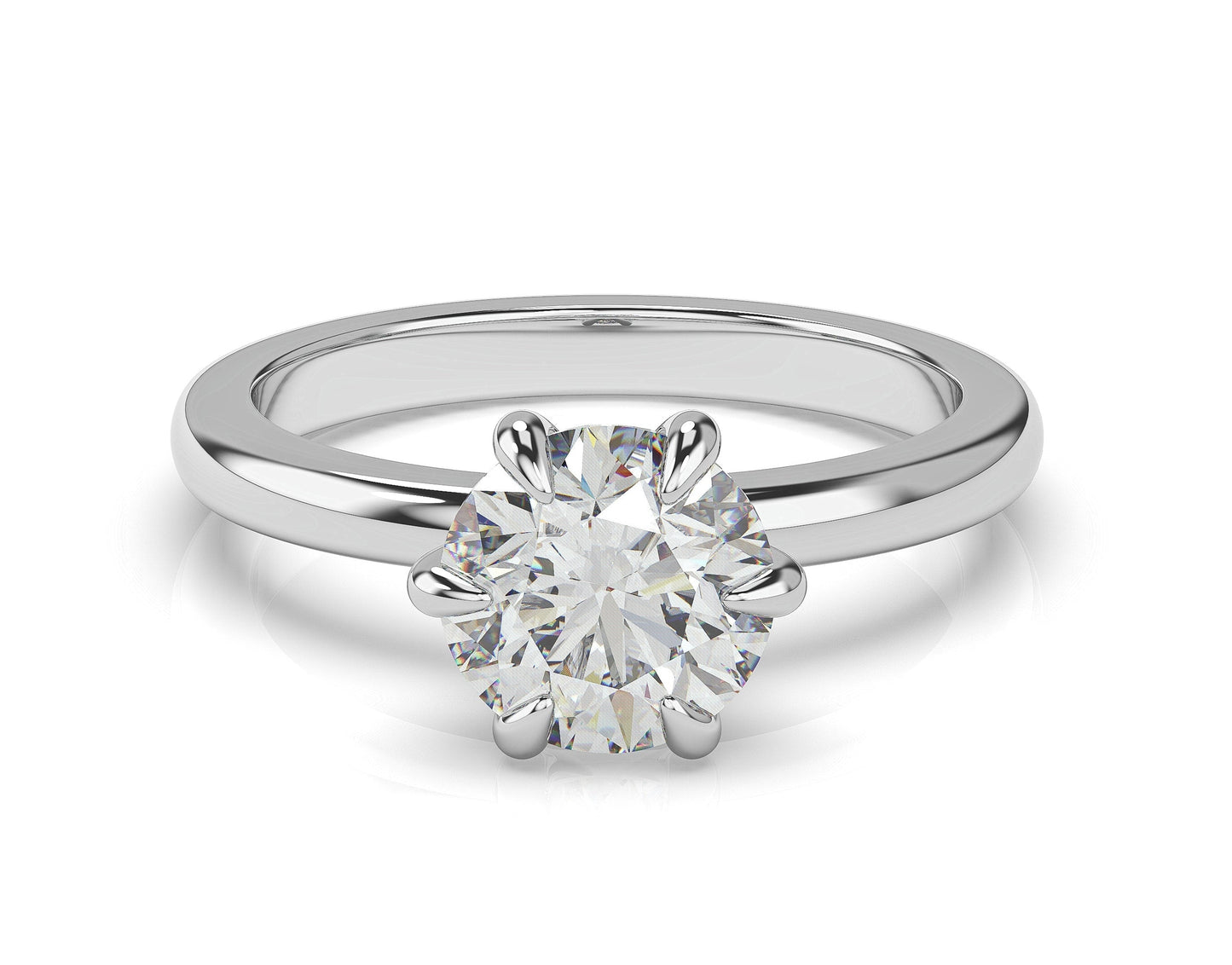 Round Brilliant White Gold Six Claw Solitaire Engagement Ring