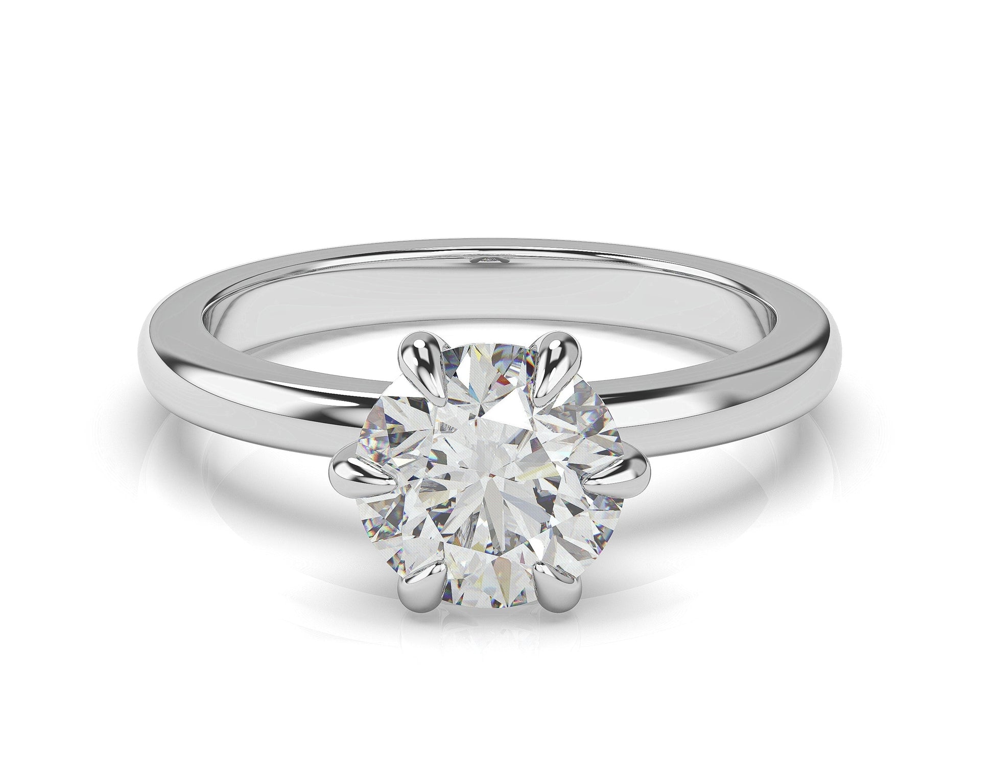 Round Brilliant White Gold Six Claw Solitaire Engagement Ring