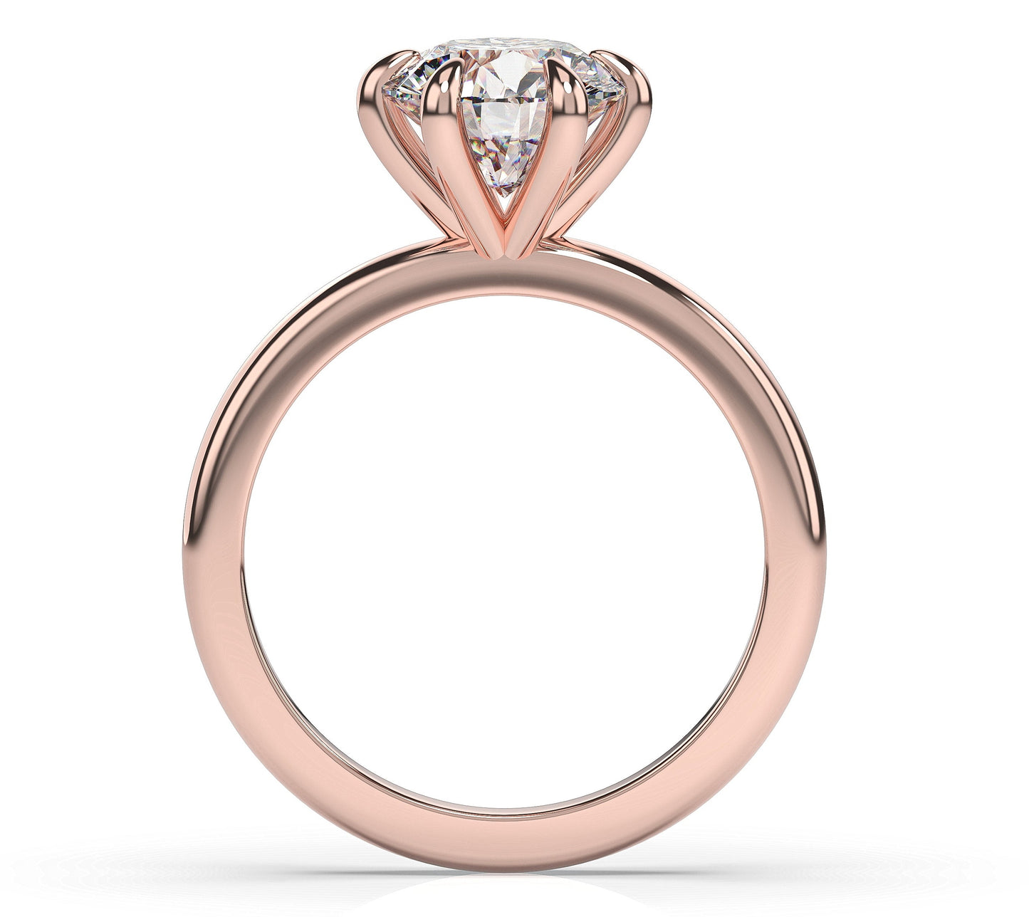 Round Brilliant Rose Gold Six Claw Solitaire Engagement Ring