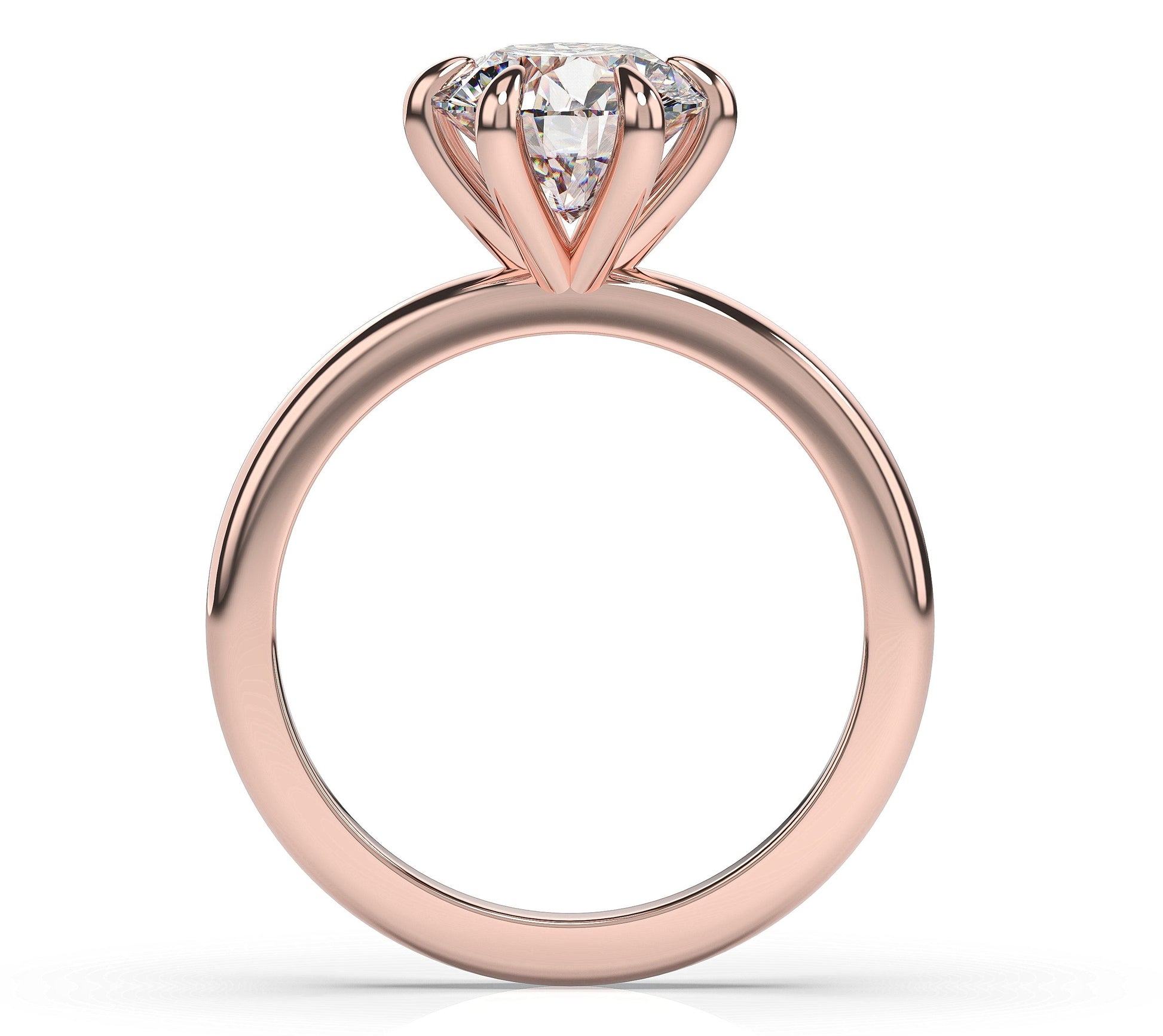 Round Brilliant Rose Gold Six Claw Solitaire Engagement Ring