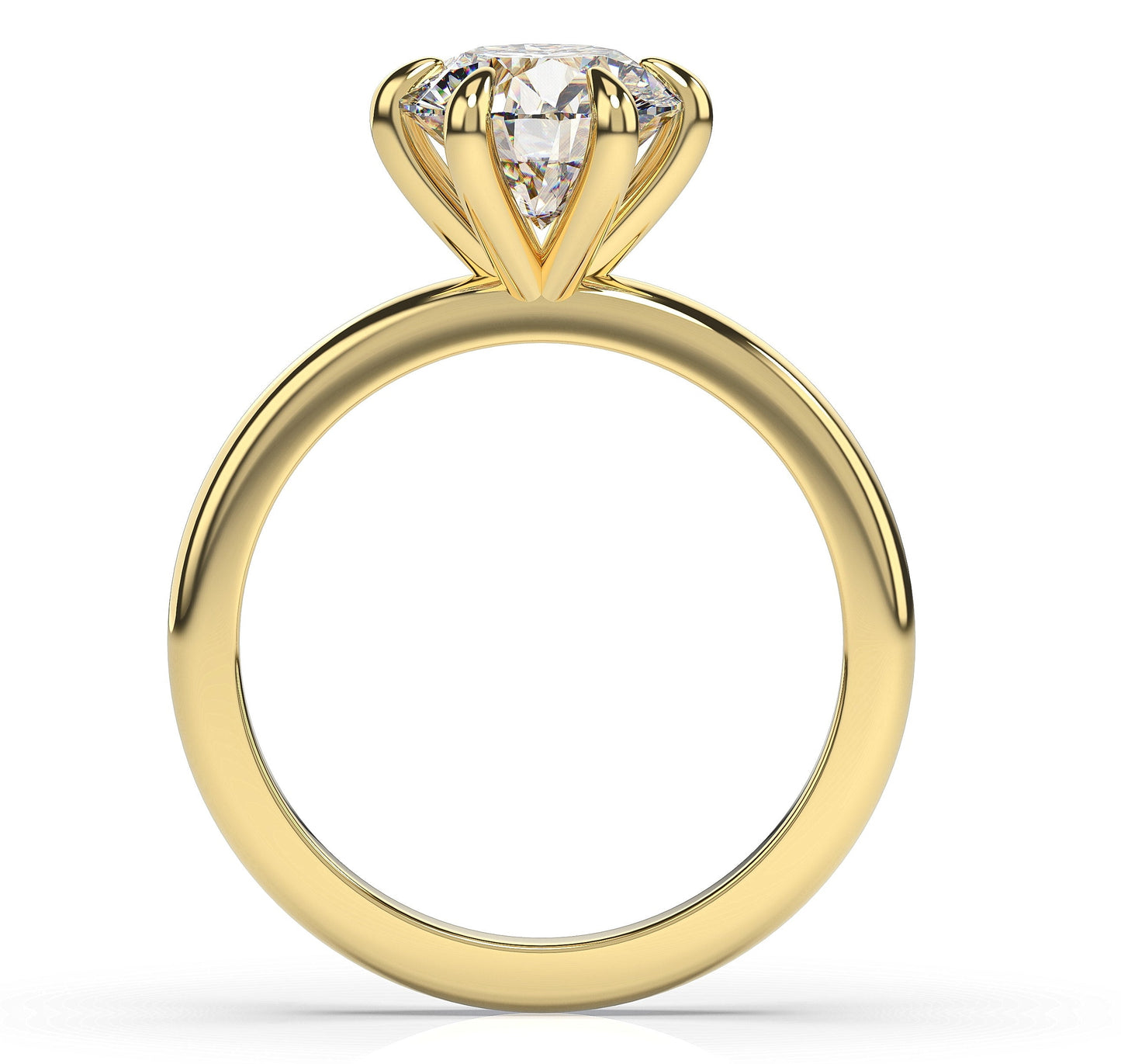 Round Brilliant Yellow Gold Six Claw Solitaire Engagement Ring