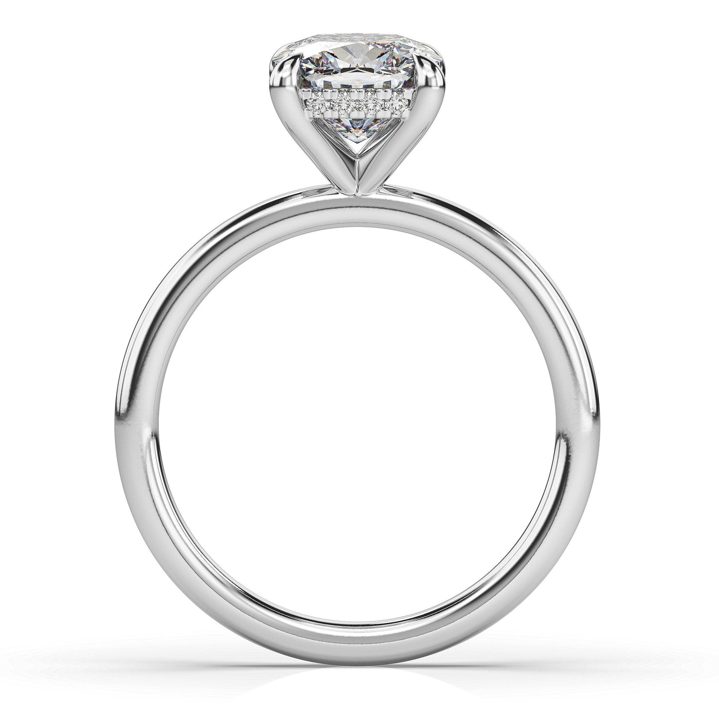 Cushion White Gold Hidden Halo Solitaire Engagement Ring