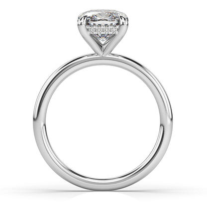 Cushion White Gold Hidden Halo Solitaire Engagement Ring