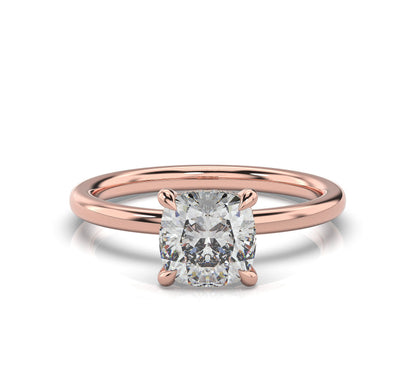 Cushion Rose Gold Hidden Halo Solitaire Engagement Ring