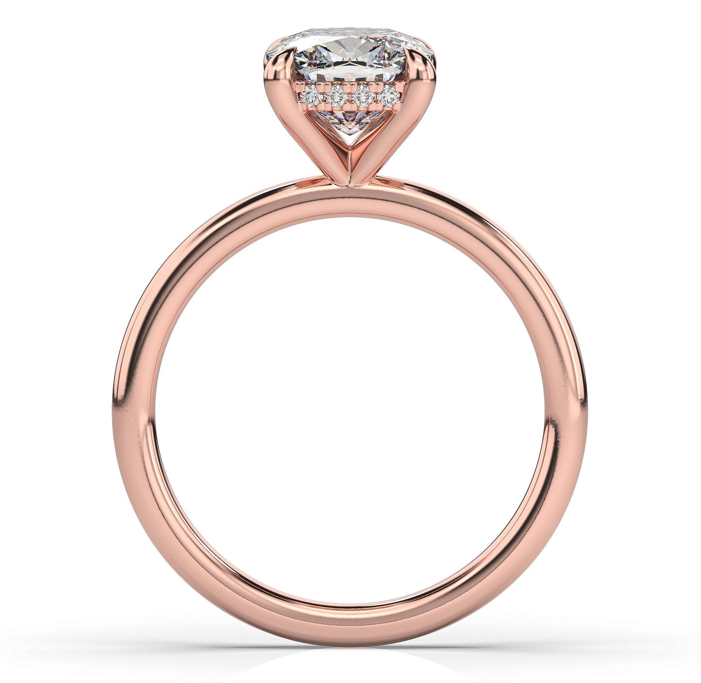 Cushion Rose Gold Hidden Halo Solitaire Engagement Ring