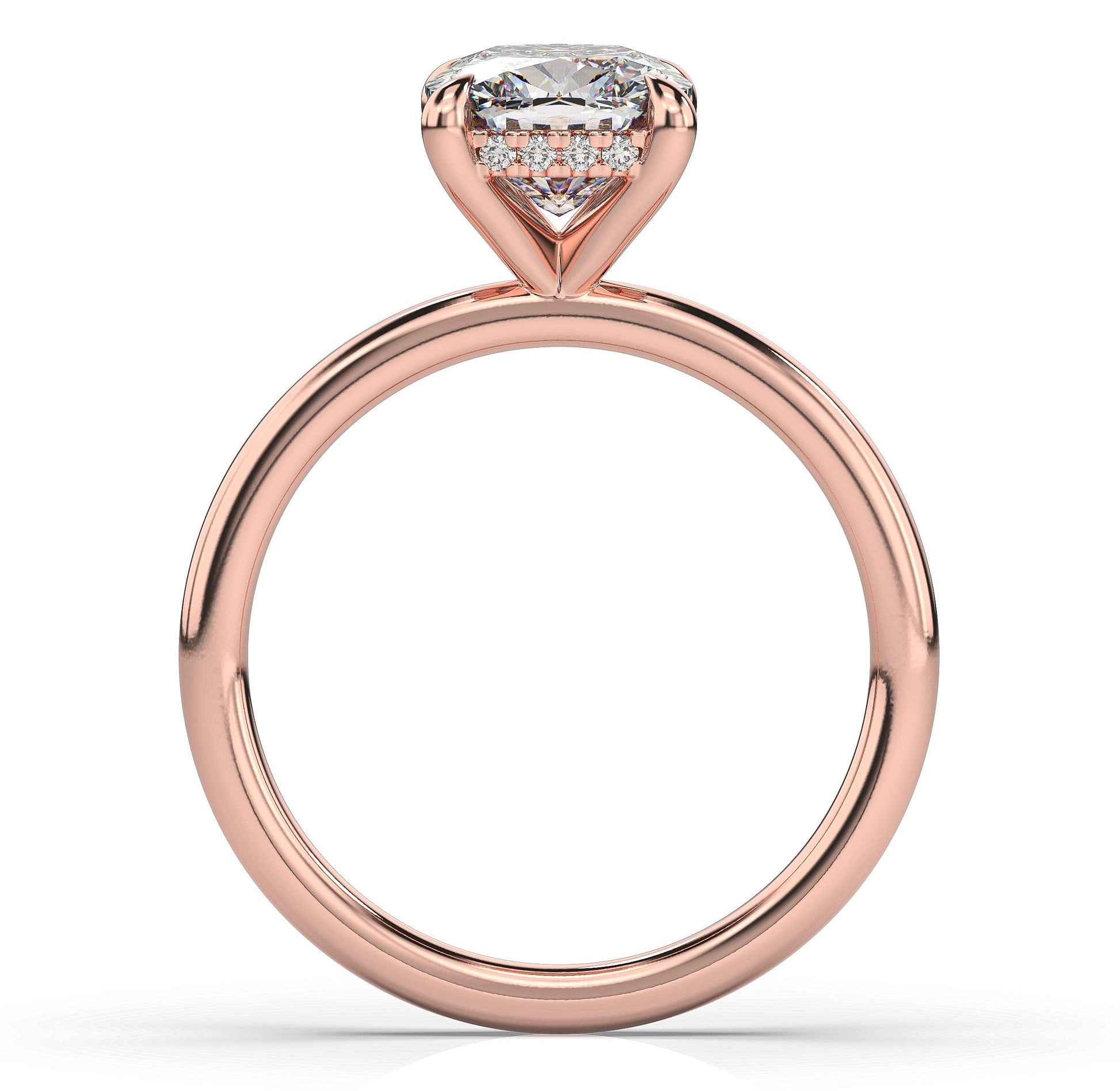 Cushion Rose Gold Hidden Halo Solitaire Engagement Ring