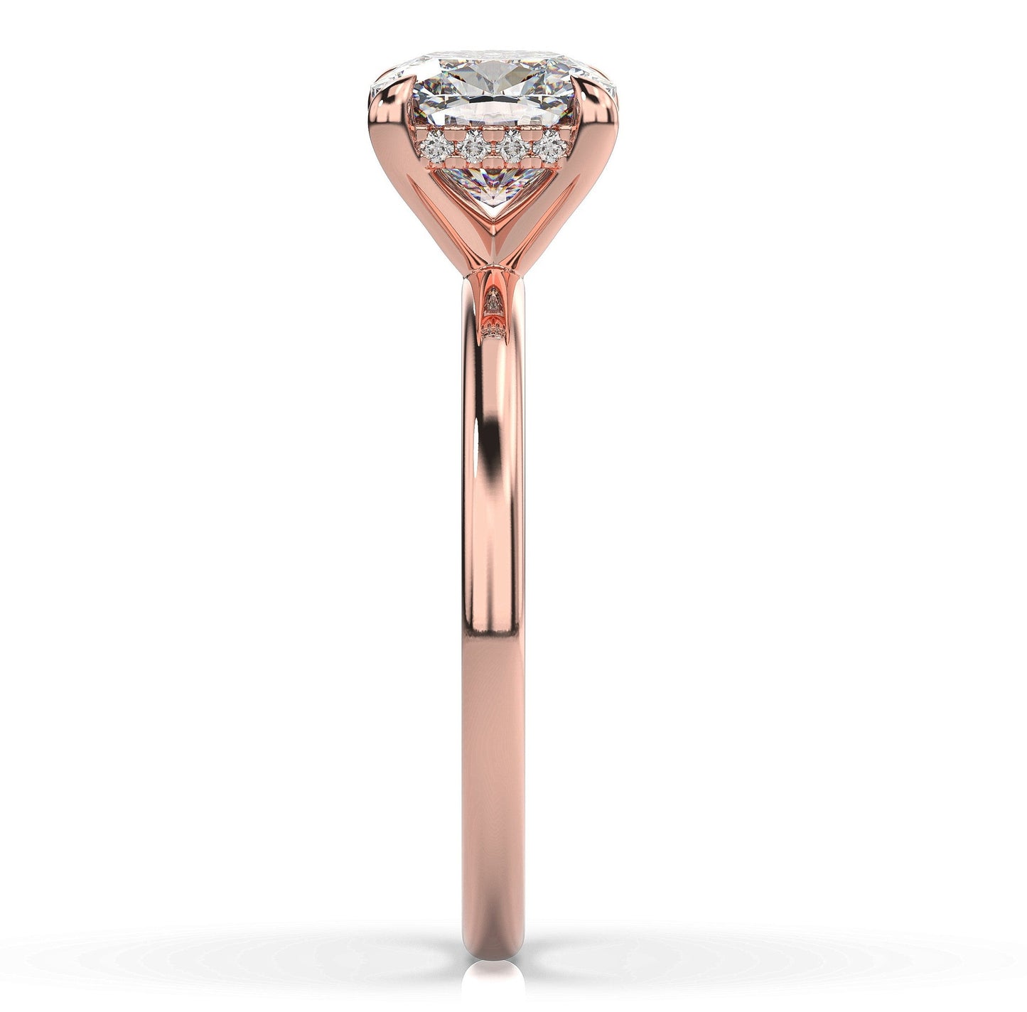 Cushion Rose Gold Hidden Halo Solitaire Engagement Ring