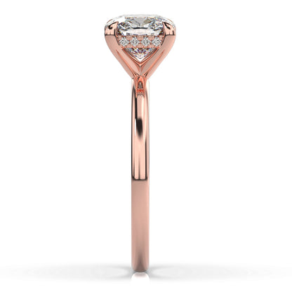 Cushion Rose Gold Hidden Halo Solitaire Engagement Ring
