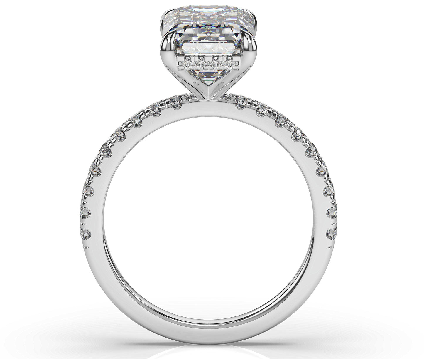 Emerald White Gold Hidden Halo Engagement Ring