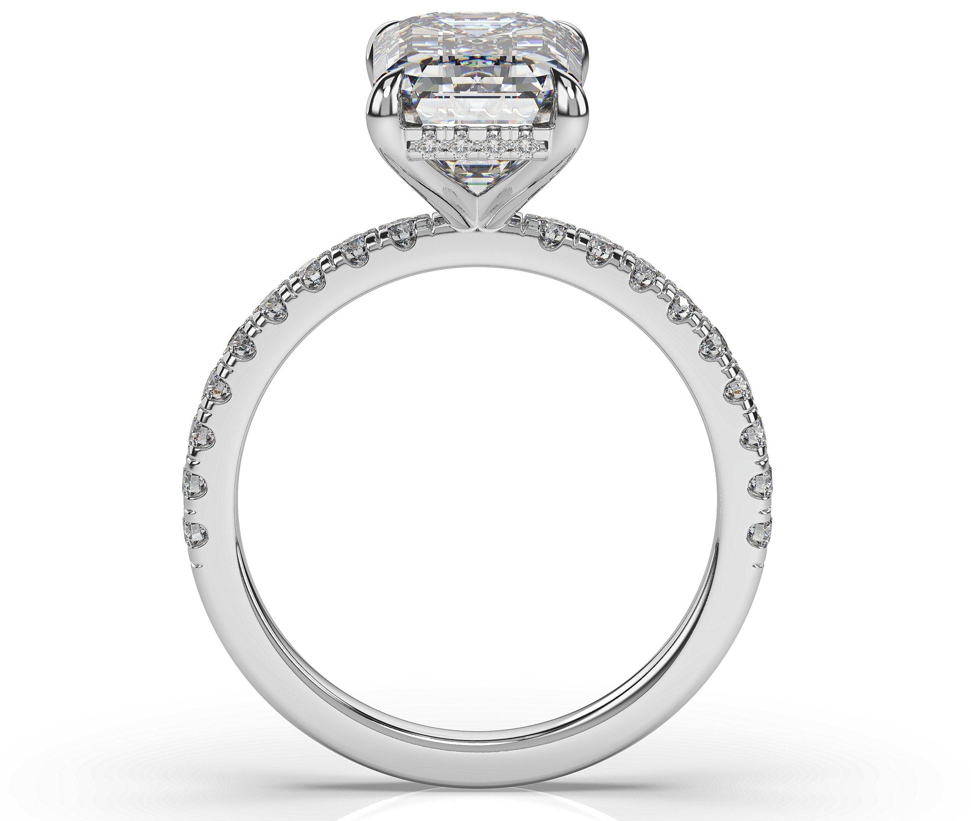 Emerald White Gold Hidden Halo Engagement Ring