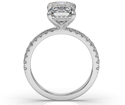 Emerald White Gold Hidden Halo Engagement Ring