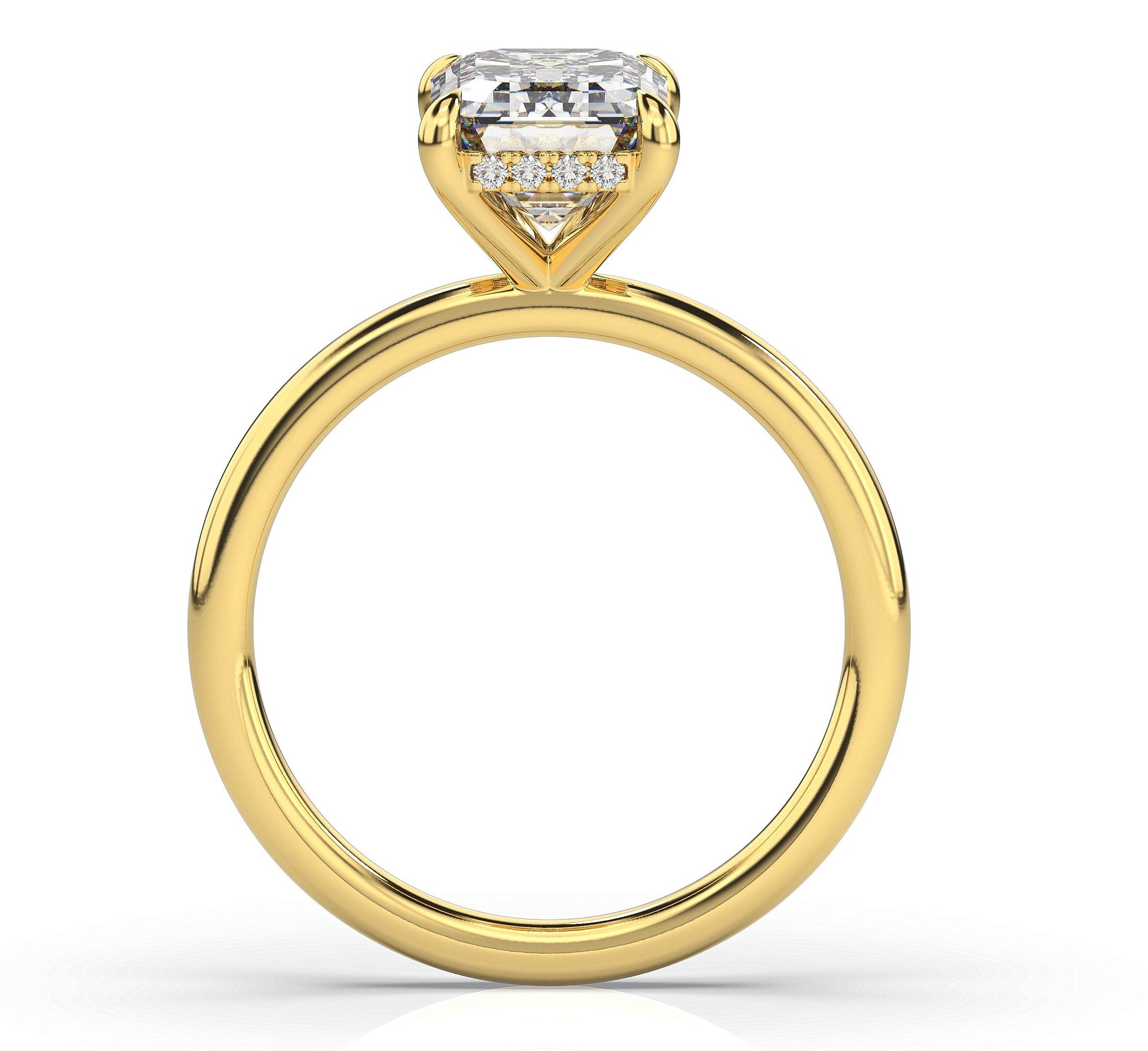 Emerald Yellow Gold Hidden Halo Solitaire Engagement Ring