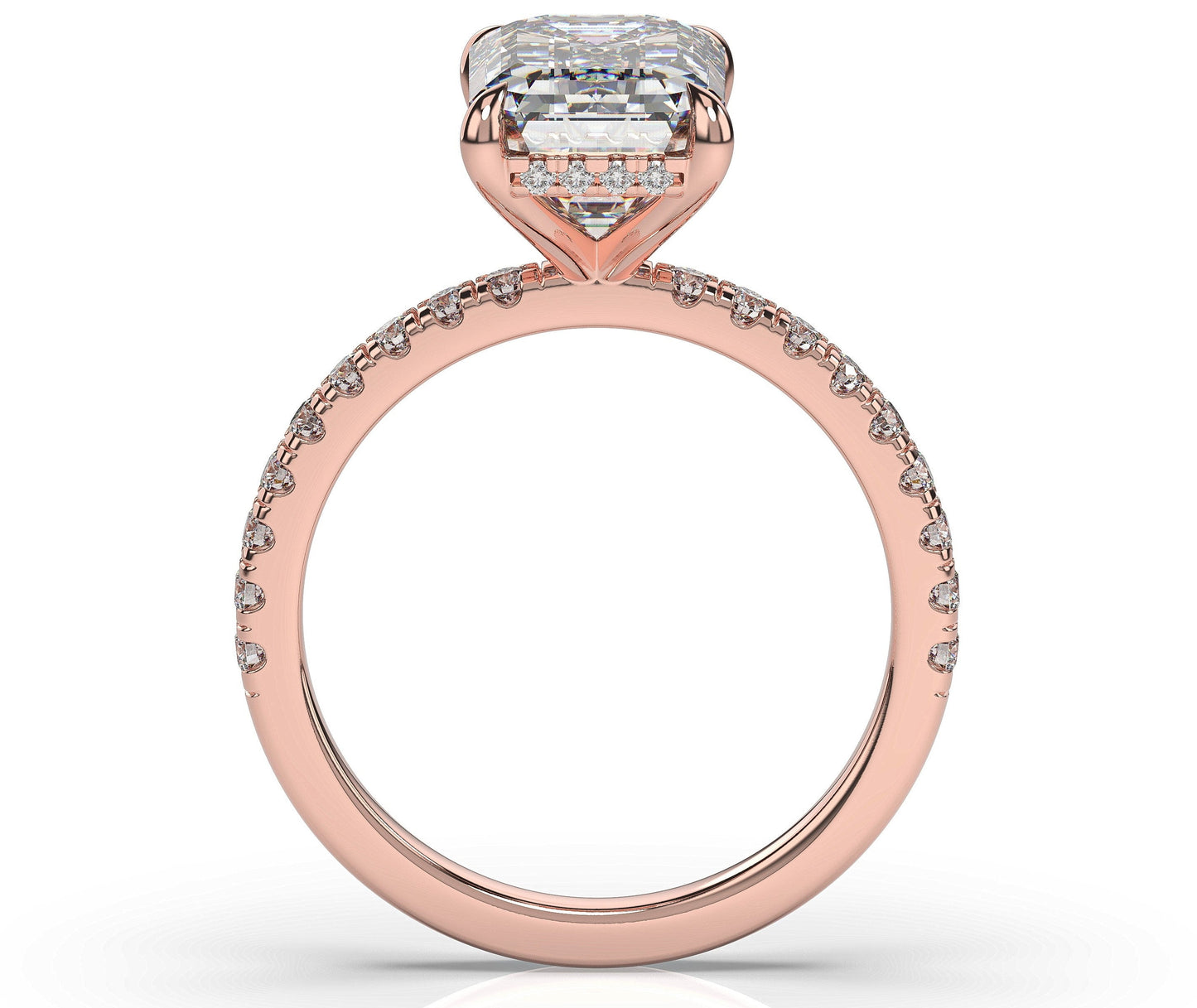 Emerald Rose Gold Hidden Halo Engagement Ring