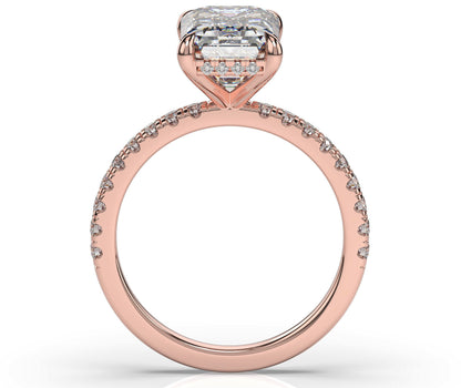 Emerald Rose Gold Hidden Halo Engagement Ring