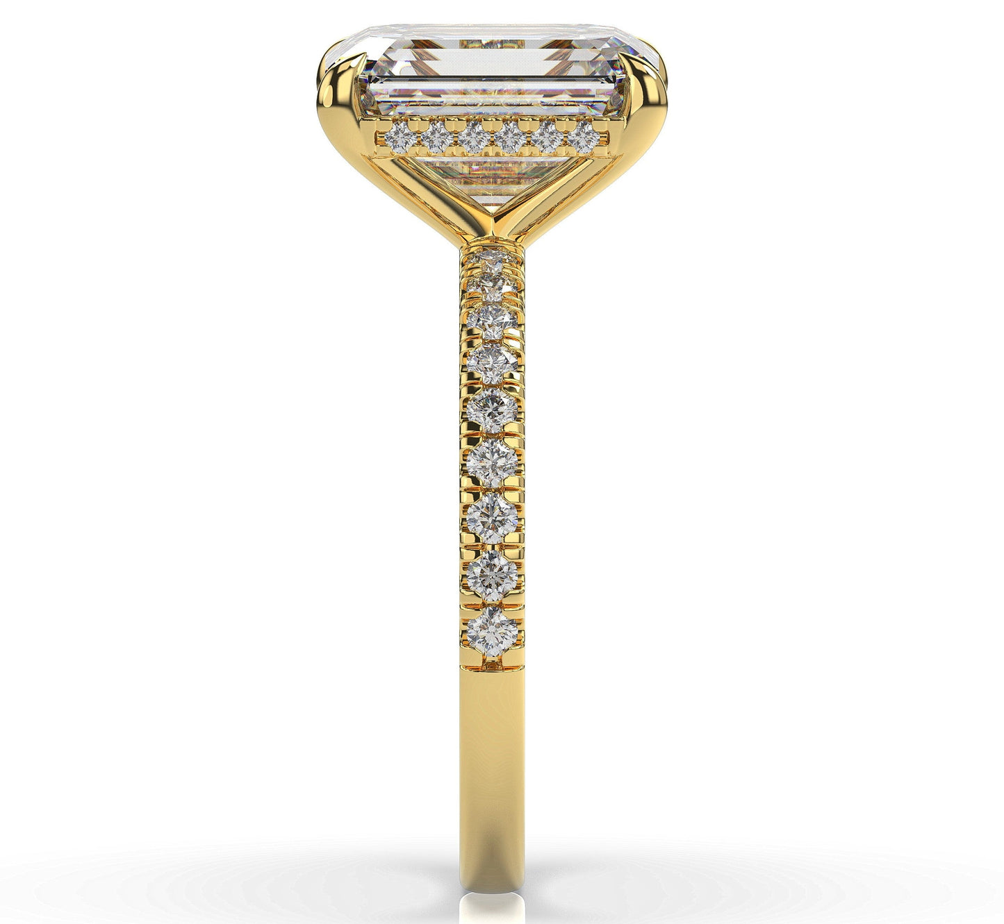 Emerald Yellow Gold Hidden Halo Engagement Ring