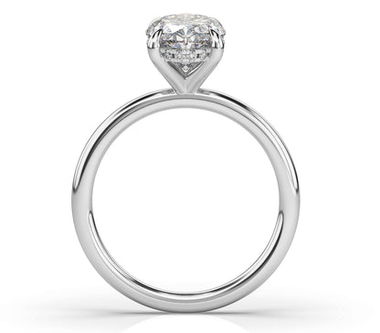 Oval White Gold Hidden Halo Solitaire Engagement Ring