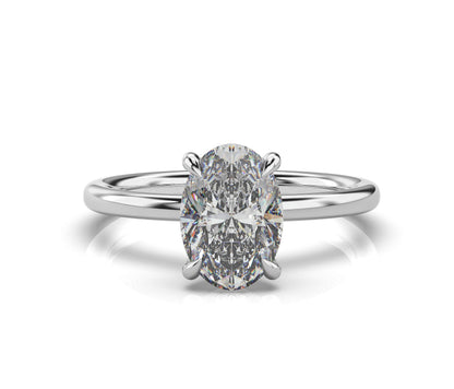 Oval White Gold Hidden Halo Solitaire Engagement Ring