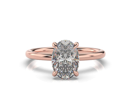 Oval Rose Gold Hidden Halo Solitaire Engagement Ring