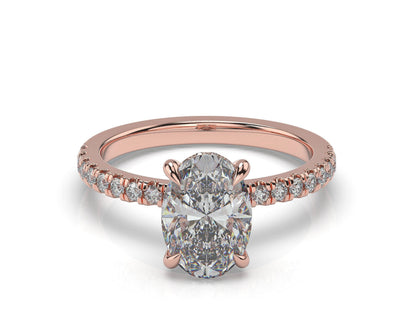 Oval Rose Gold Hidden Halo Engagement Ring