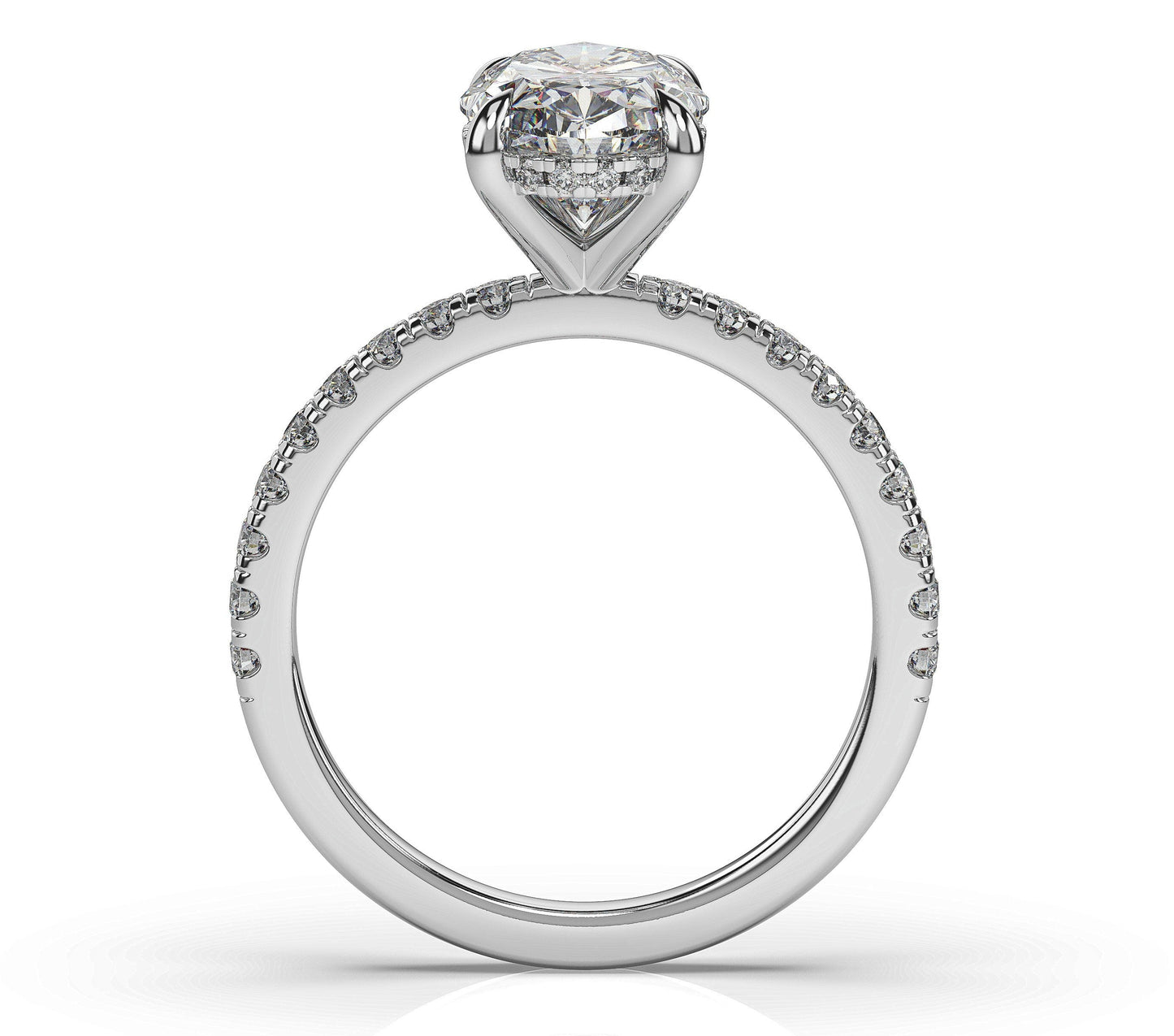 Oval White Gold Hidden Halo Engagement Ring