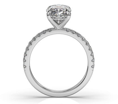 Oval White Gold Hidden Halo Engagement Ring