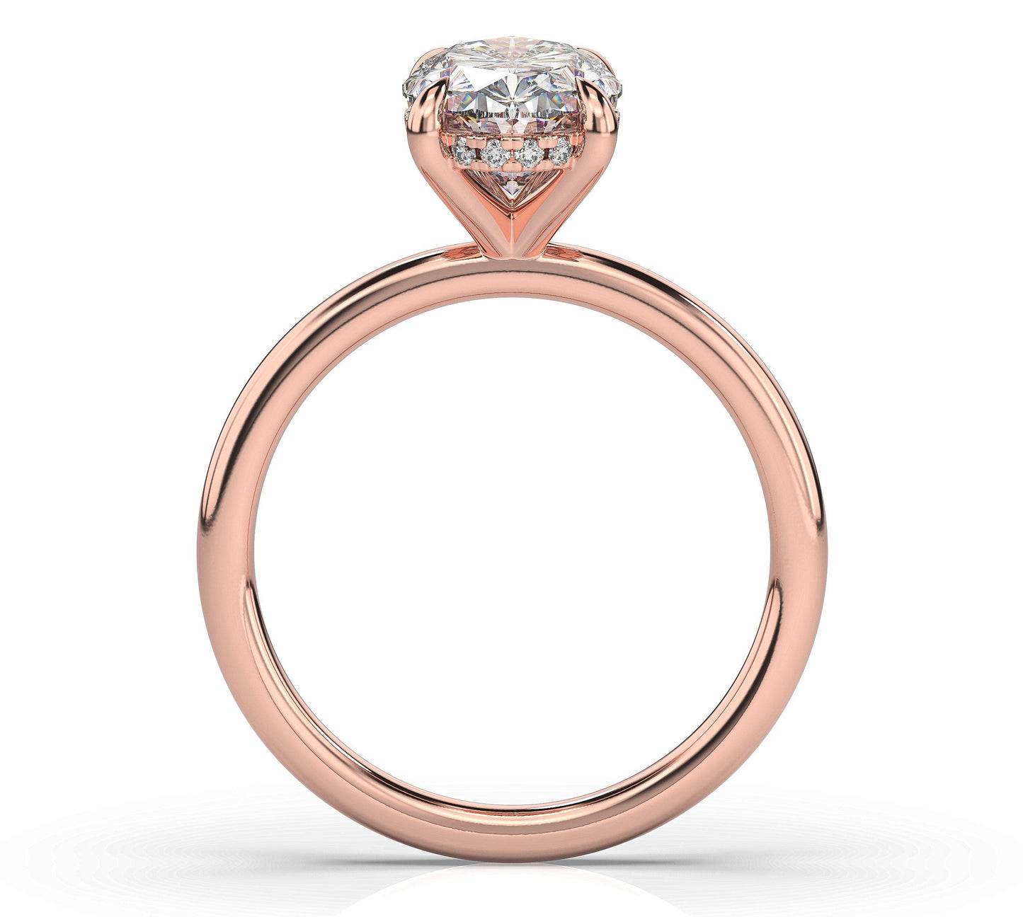 Oval Rose Gold Hidden Halo Solitaire Engagement Ring
