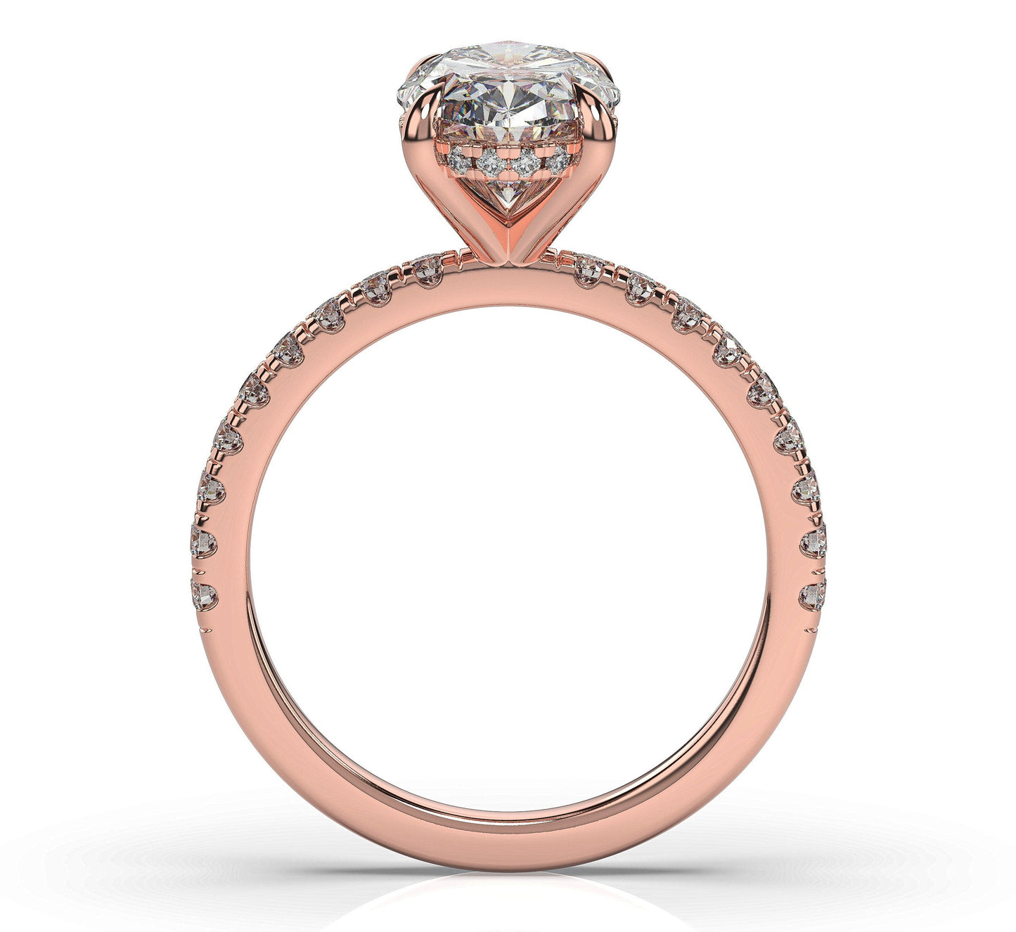 Oval Rose Gold Hidden Halo Engagement Ring