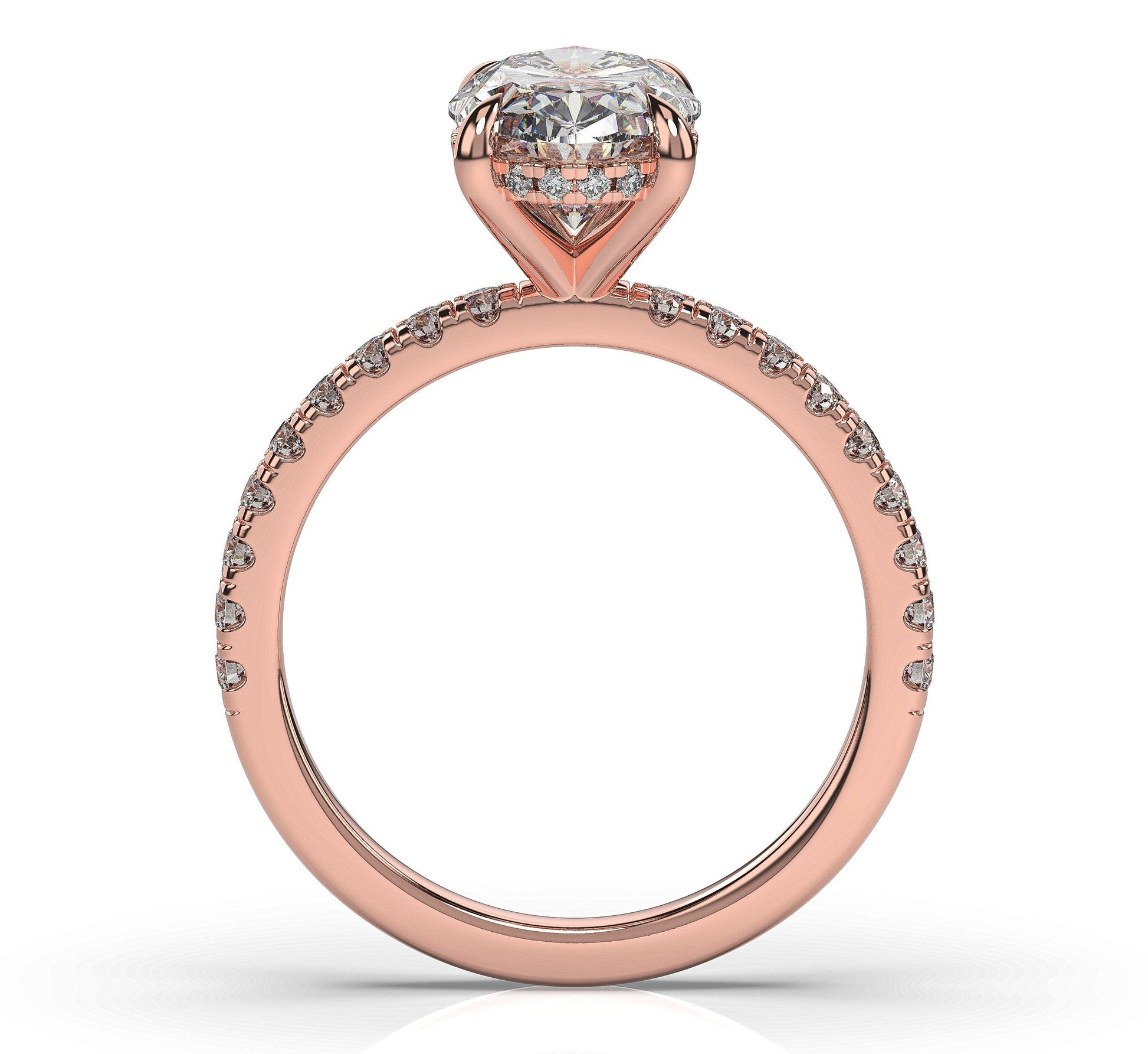 Oval Rose Gold Hidden Halo Engagement Ring