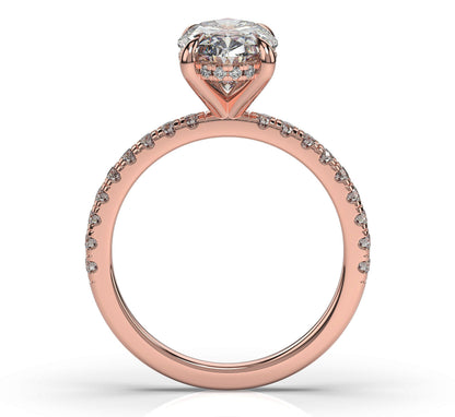 Oval Rose Gold Hidden Halo Engagement Ring