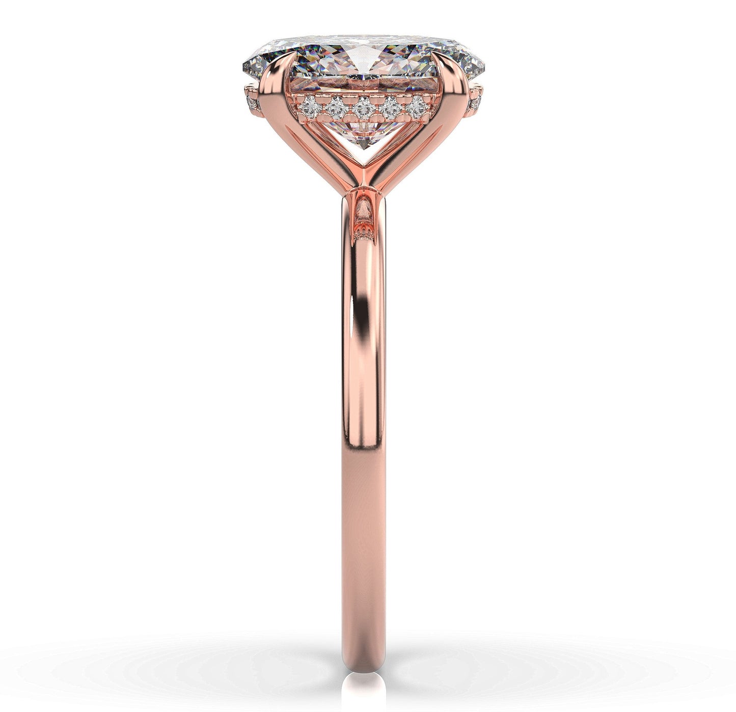 Oval Rose Gold Hidden Halo Solitaire Engagement Ring