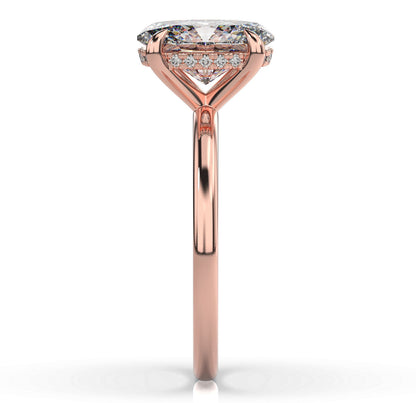 Oval Rose Gold Hidden Halo Solitaire Engagement Ring