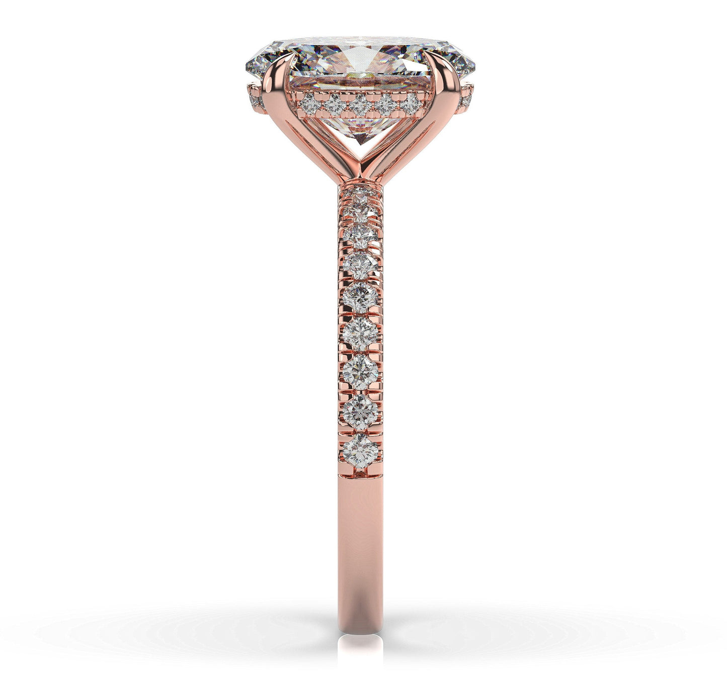 Oval Rose Gold Hidden Halo Engagement Ring