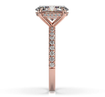 Oval Rose Gold Hidden Halo Engagement Ring