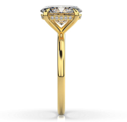Oval Yellow Gold Hidden Halo Solitaire Engagement Ring